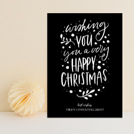 Wish You Merry Christmas Black Script Business Feiertagskarte