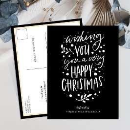 Wish You Merry Christmas Black Script Business Feiertagspostkarte