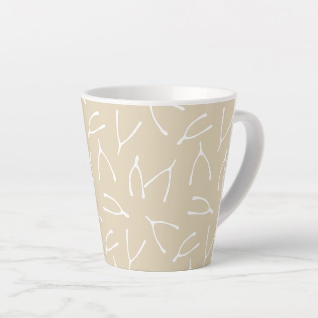 Wishbone Muster Beige weiße große Träume Milchtasse (Rechte Ecke)