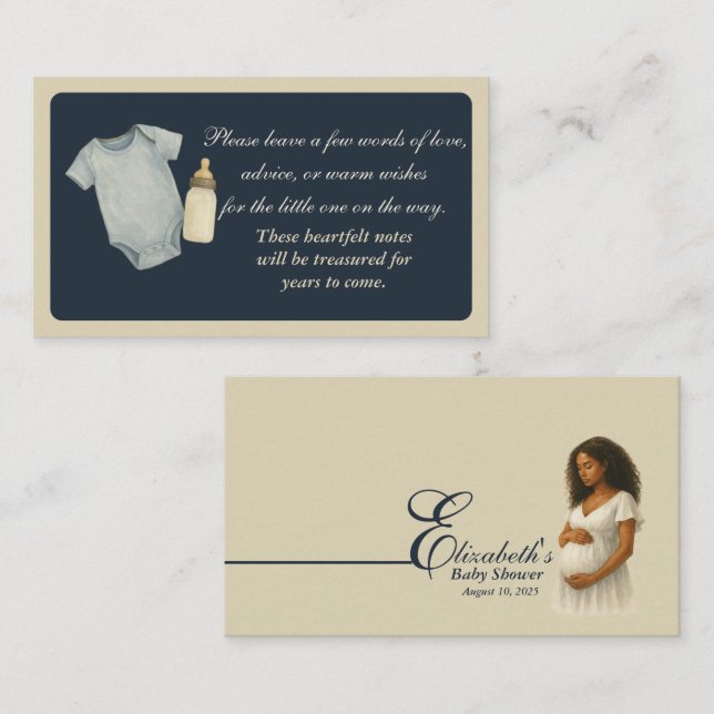 Wishes Card Boho Baby Shower Black Mom to be  Begleitkarte (Vorne/Hinten)