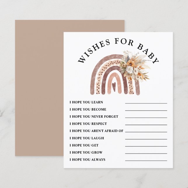  Wishes for Baby | Boho Rainbow Baby Shower Game  (Vorne/Hinten)