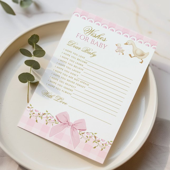 Wishes for baby Silly Goose Pink Baby Shower card (Von Creator hochgeladen)