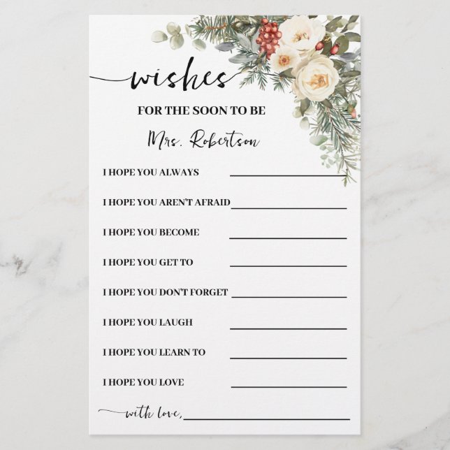 Wishes for Soon to be Mrs Winter Shower Card Flyer (Vorne)