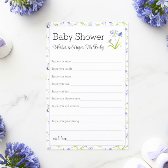 Wishes & Hopes Baby Shower Lily with Bluebird  Flyer (Von Creator hochgeladen)