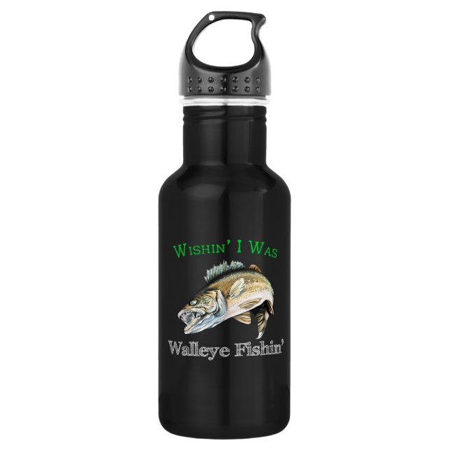 Wishin I war Hornhautfleck Fishin Edelstahlflasche (Vorderseite)