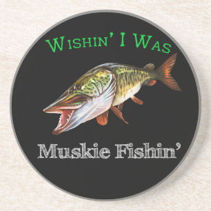 Wishin I was Muskie Fishin Getränkeuntersetzer