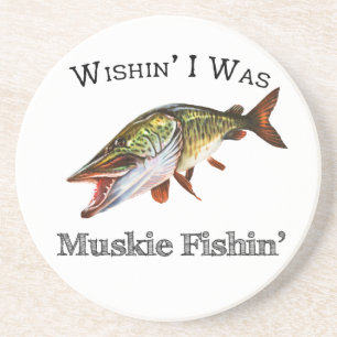 Wishin I was Muskie Fishin Getränkeuntersetzer