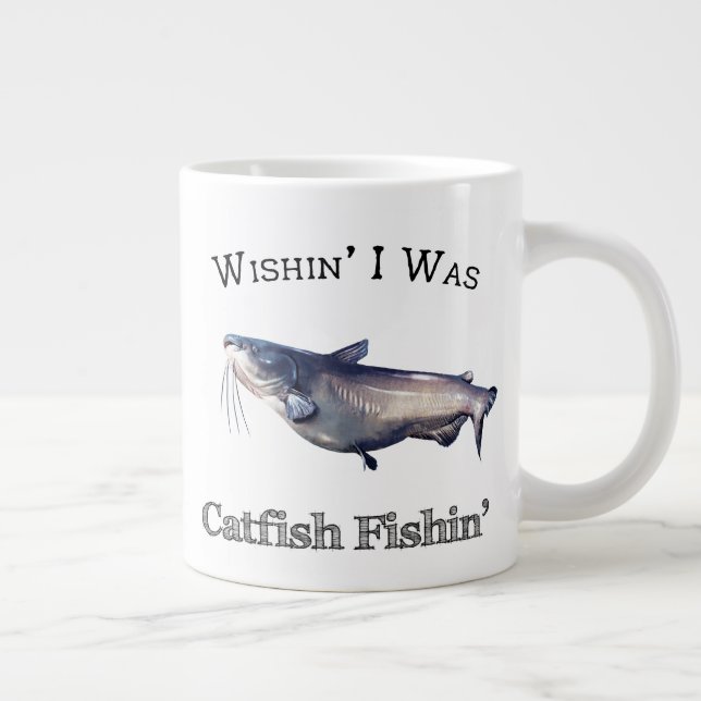 Wishin ich war Catfish Fishin Jumbo-Tasse (Rechts)