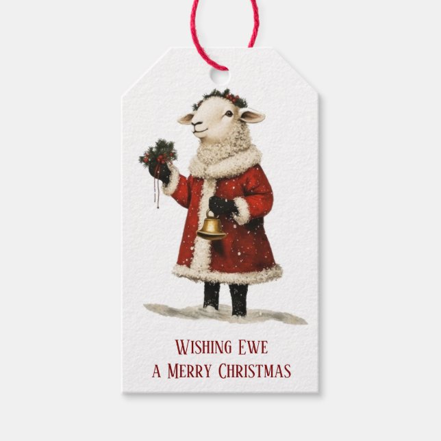 Wishing Ewe Sheep Lamb Santa Gift Tag Geschenkanhänger (Vorderseite)