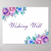 Wishing-Well-Hochzeitsdruck Blaue und violette Blu
