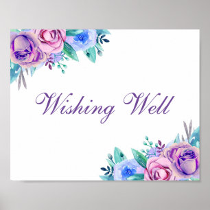Wishing-Well-Hochzeitsdruck Blaue und violette Blu Poster