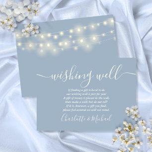 Wishing Well Lichterkette Dusty Blue Hochzeit Begleitkarte