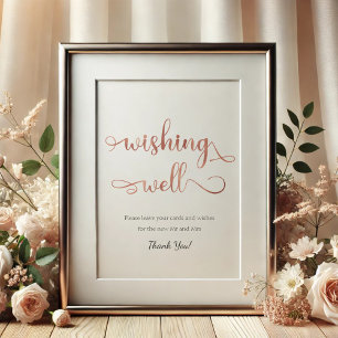 "Wishing Well" Rose Gold Weißes einfaches Hochzeit Poster