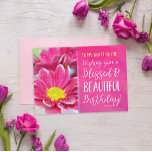 Wishing you a Blessed & Beautiful Birthday Karte<br><div class="desc">Say happy birthday to your friend with this unique card featuring the message, "To my SWEET FRIEND: Wishing you a Blessed & BEAUTIFUL Birthday" Design appears with beautiful pink and yellow flower on left and watercolor texture on right as well as flower, butterfly, and heart accents. Inside top has a...</div>