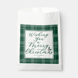 Wishing You a Merry Christmas Green Plaid Geschenktütchen