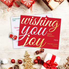 Wishing You Joy Typografie Folien Feiertag Postkar