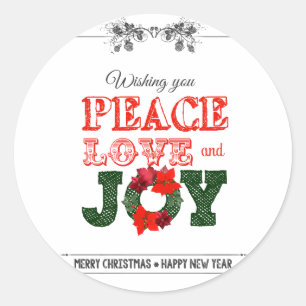 Wishing you peace love and Joy Runder Aufkleber