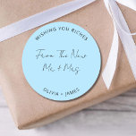 Wishing You Riches From The New Mr Mrs Wedding Bag Runder Aufkleber<br><div class="desc">Wishing You Riches From The New Mr Mrs Wedding Bag Classic Round Sticker</div>