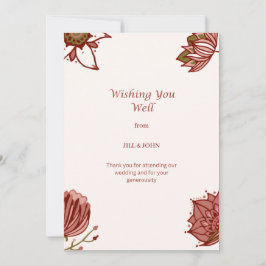 Wishing You Well Florale Hochzeit Dankeskarte