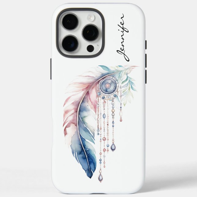 Wispers vom Wind Watercolor Feather Case-Mate iPhone Hülle (Rückseite)