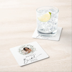 Wisps of Eukalyptus Greenery Foto Brautparty Rechteckiger Pappuntersetzer