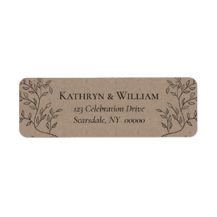 Wispy Black Floral Konturen Kraft Wedding
