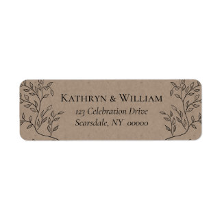 Wispy Black Floral Konturen Kraft Wedding