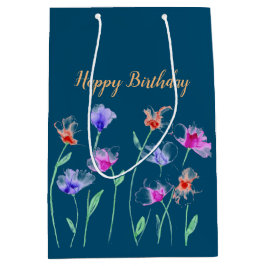 Wispy-Blume auf der Aquamarinen Geschenktasche Mittlere Geschenktüte