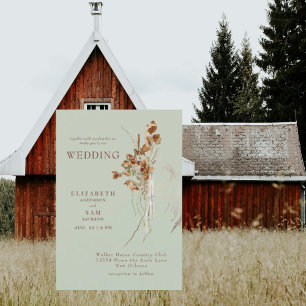 Wispy Botanical Sage No Parters Wedding Einladung