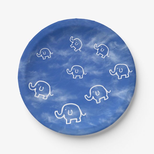 Wispy Cloud Elephants Paper-Teller Pappteller (Vorderseite)