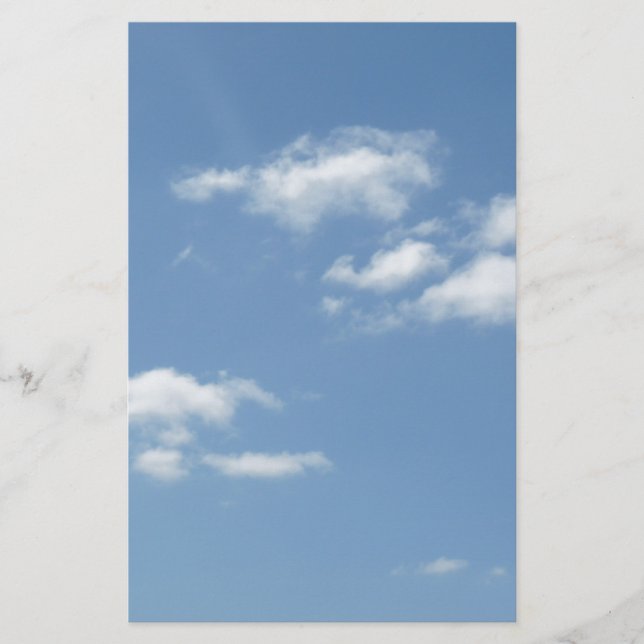 Wispy Clouds Powder Blue Sky Briefpapier (Vorderseite)