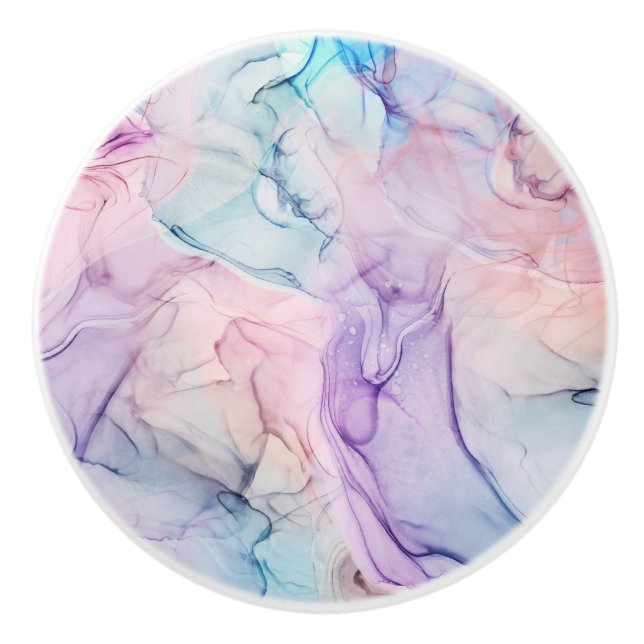 Wispy Ethereal Pastel Watercolor Inky Fantasy Glam Keramikknauf (Vorderseite)