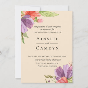Wispy Floral Wedding Einladung