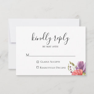 Wispy Floral Wedding RSVP Card Karte