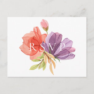 Wispy Floral Wedding RSVP Song Request Einladungspostkarte