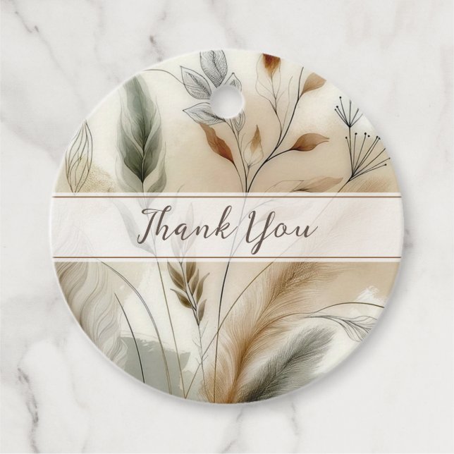 Wispy Greenery Moderne Botanische Hochzeit Geschenkanhänger (Vorderseite)