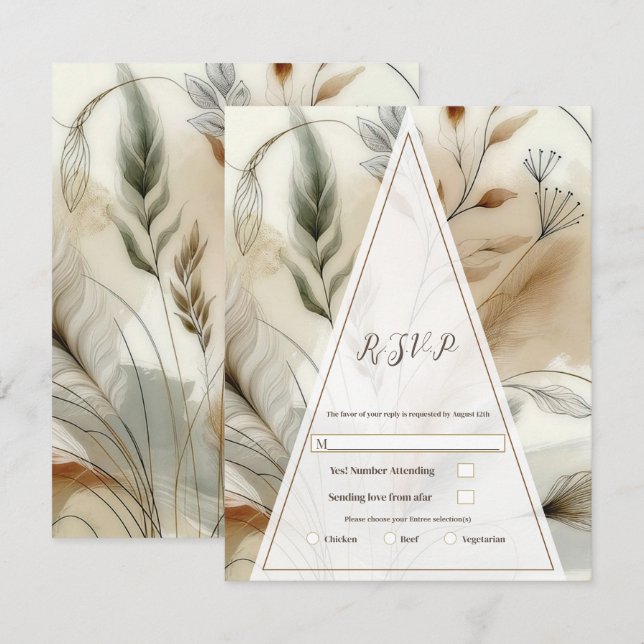 Wispy Greenery Modernes Botanisches Boho Wedding R Einladung (Vorne/Hinten)