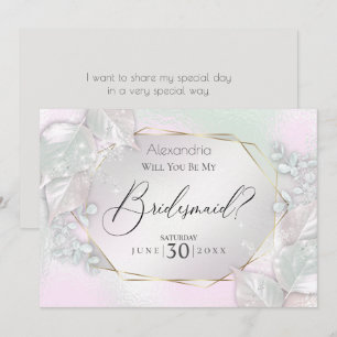 Wispy Pink Shimmery wirst du meine Bridesmaid sein Einladung