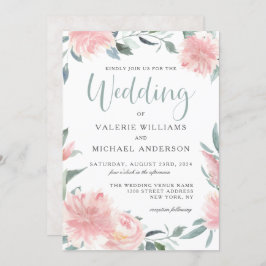 Wispy Pink Watercolor Blumenzwiebelladen Einladung