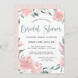 Wispy Pink Watercolor Brautparty Einladung