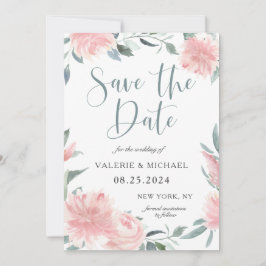 Wispy Pink Watercolor Floral Wedding Save the Date