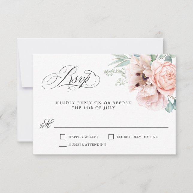 Wispy Romantic Watercolor Boho Floral UAWG RSVP Karte (Vorderseite)