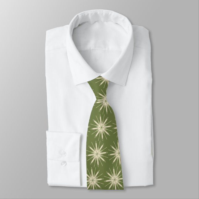 Wispy Snowflake Foulard OLive zweiseitig Krawatte (Gebunden)