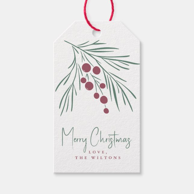 Wispy Urlaubssrig von Blätter & Beeren Geschenkanhänger (Vorderseite)