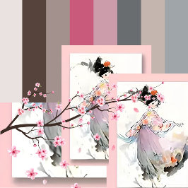 Wispy Watercolor | Dancing Japanese Girl Postcard Postkarte