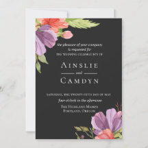Wispy Watercolor Floral Wedding Einladung