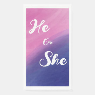 Wispy Watercolor Gender Reveal Serviette