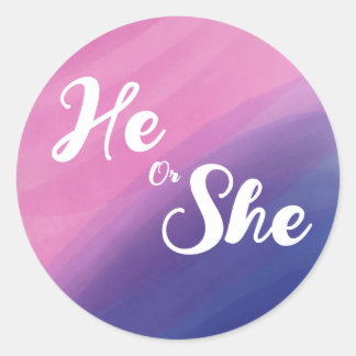 Wispy Watercolor Gender Reveal Umschlag Aufkleber