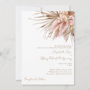 Wispy Watercolor Pampas Blush Wedding Einladung