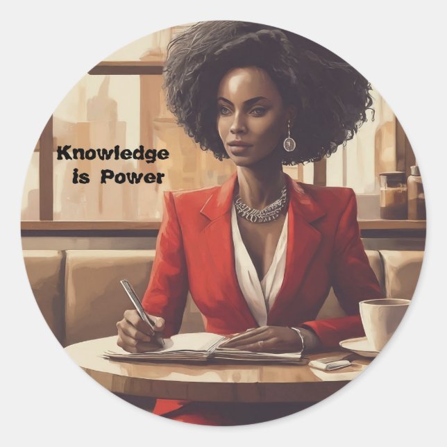 Wissen ist Power Erreich Runder Aufkleber (Vorderseite)
